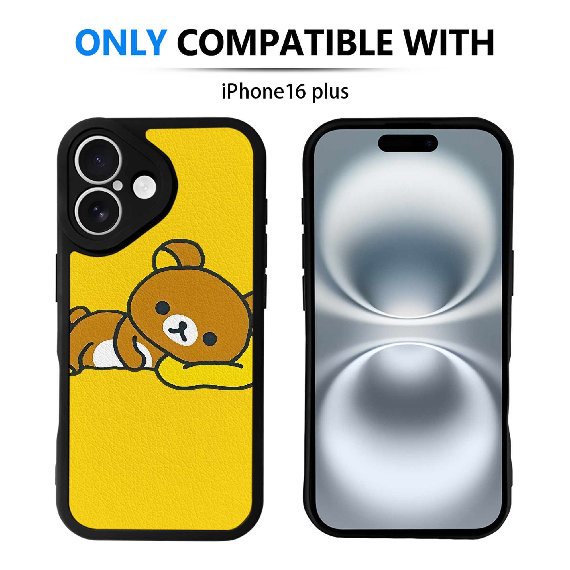 （画像用） リラックマ リラックマ キイロイトリ Rilakkuma Korilakkuma Kiiroitori 【iPhone 16シリーズ対応】シリコンスマホケース（レザー調） 材質：シリコン